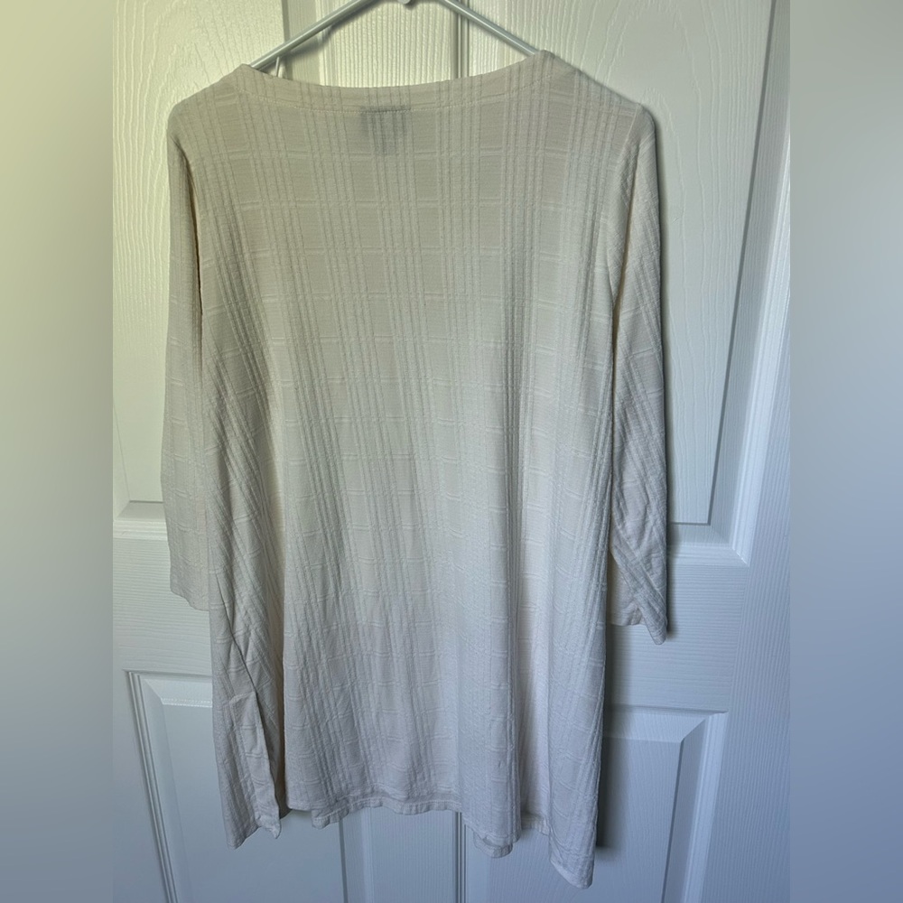 J. Jill Ivory Textured 3/4 Sleeve Boat Neck Tunic Blouse Size Large - Picture 5 of 15